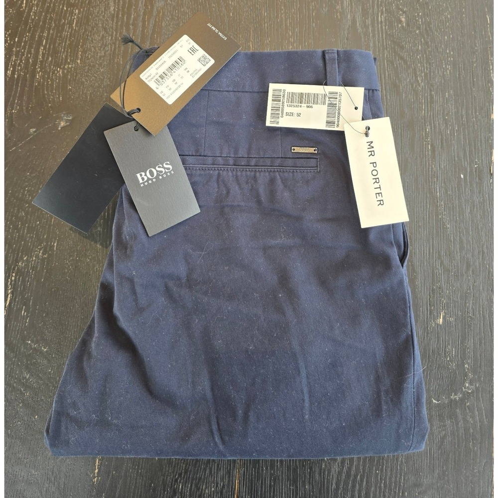 NWT Hugo Boss Mens Pants Extra Slim Fit Navy Blue 36R US Mr Porter Exclusive YKK - Picture 1 of 7